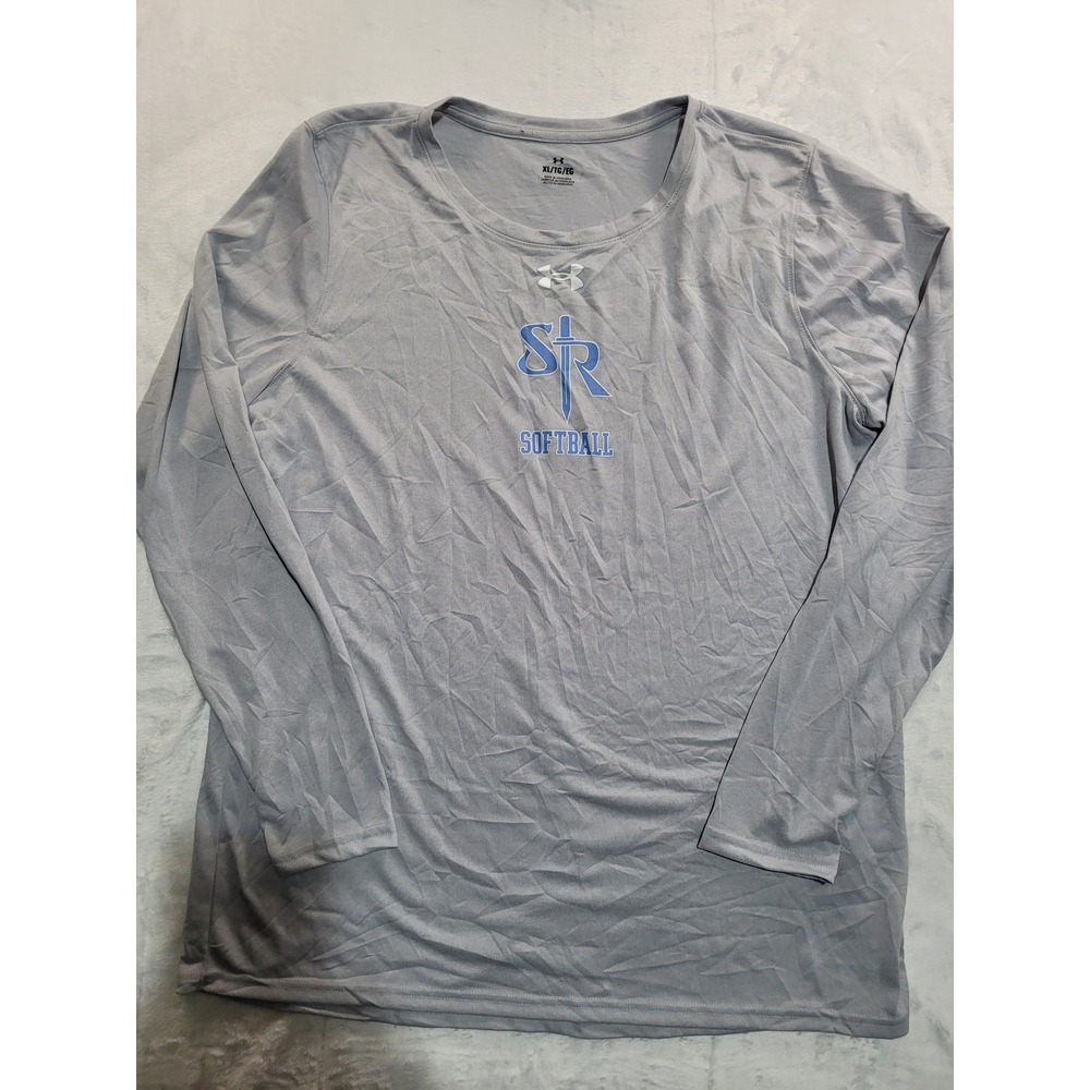 NWT Under‎ Armour Softball Shirt Womens XL Gray Long Sleeve Performance Graphic